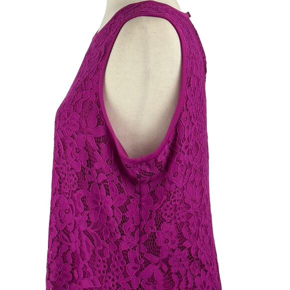 NINE WEST LACE SLEEVELESS CREWNECK SHIFT DRESS IN MAGENTA WOMEN'S SIZE 8 - Picture 8 of 16